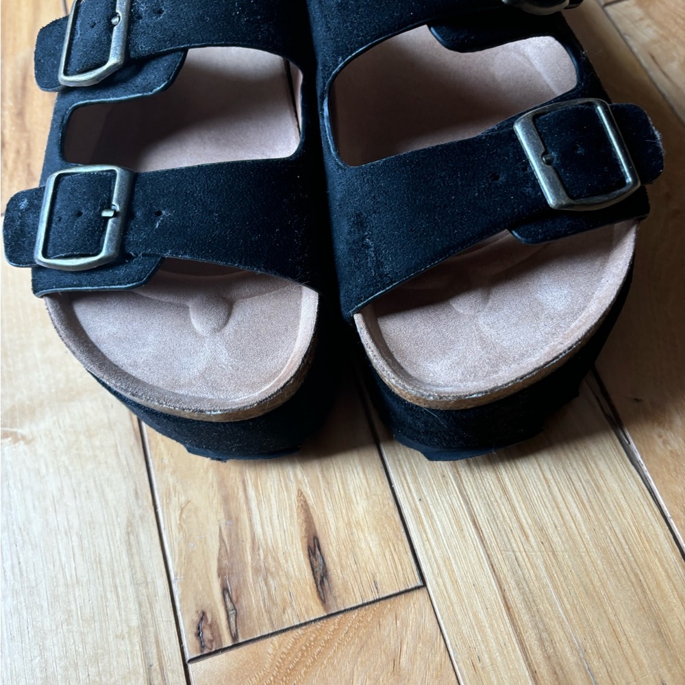 Stylish Black Suede Platform Sandals - Picture 3 of 8